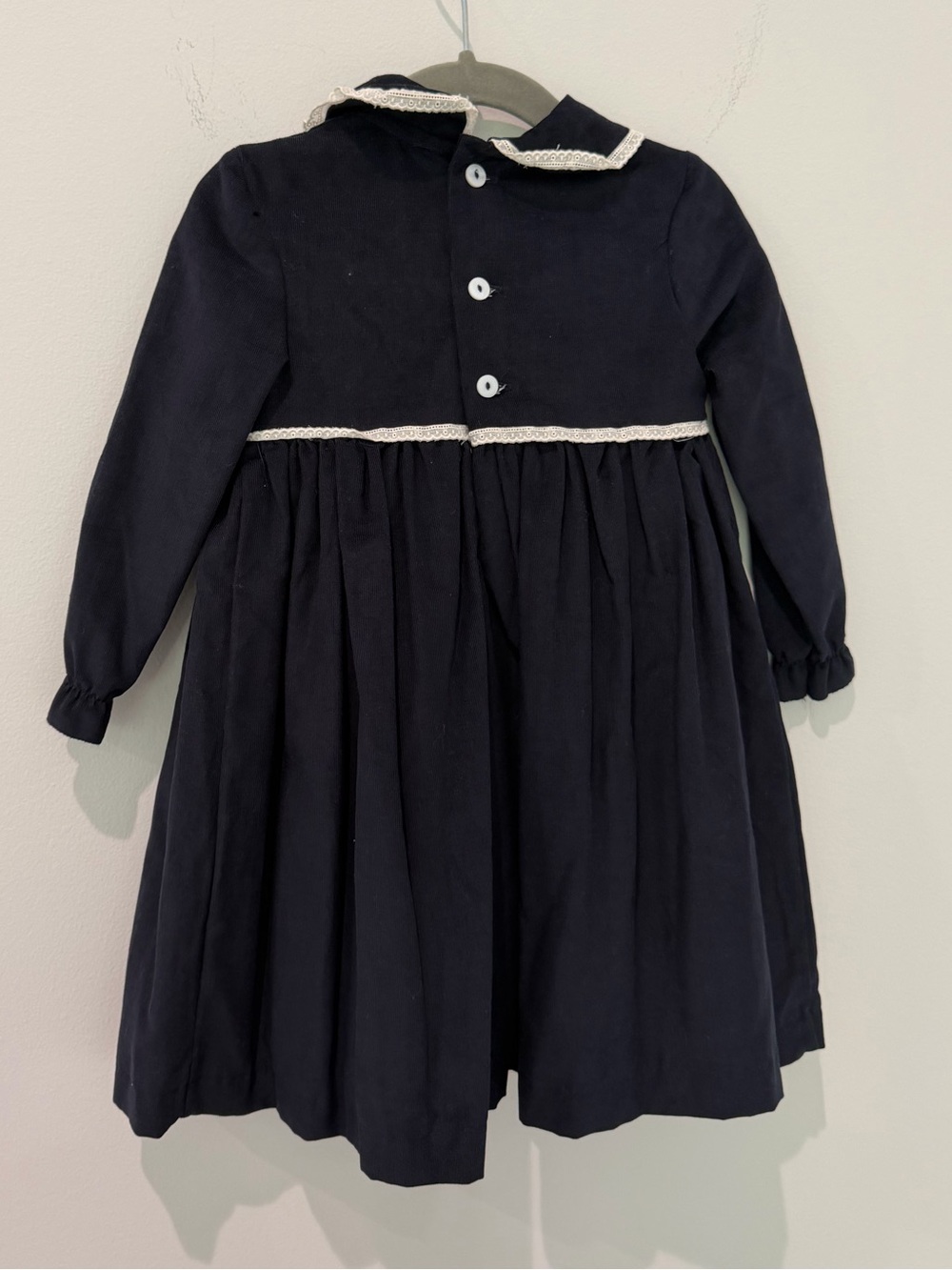 💙 Pepa London Classic Navy Long-Sleeve Girls' Formal Dress with White Trim - Picture 8 of 8
